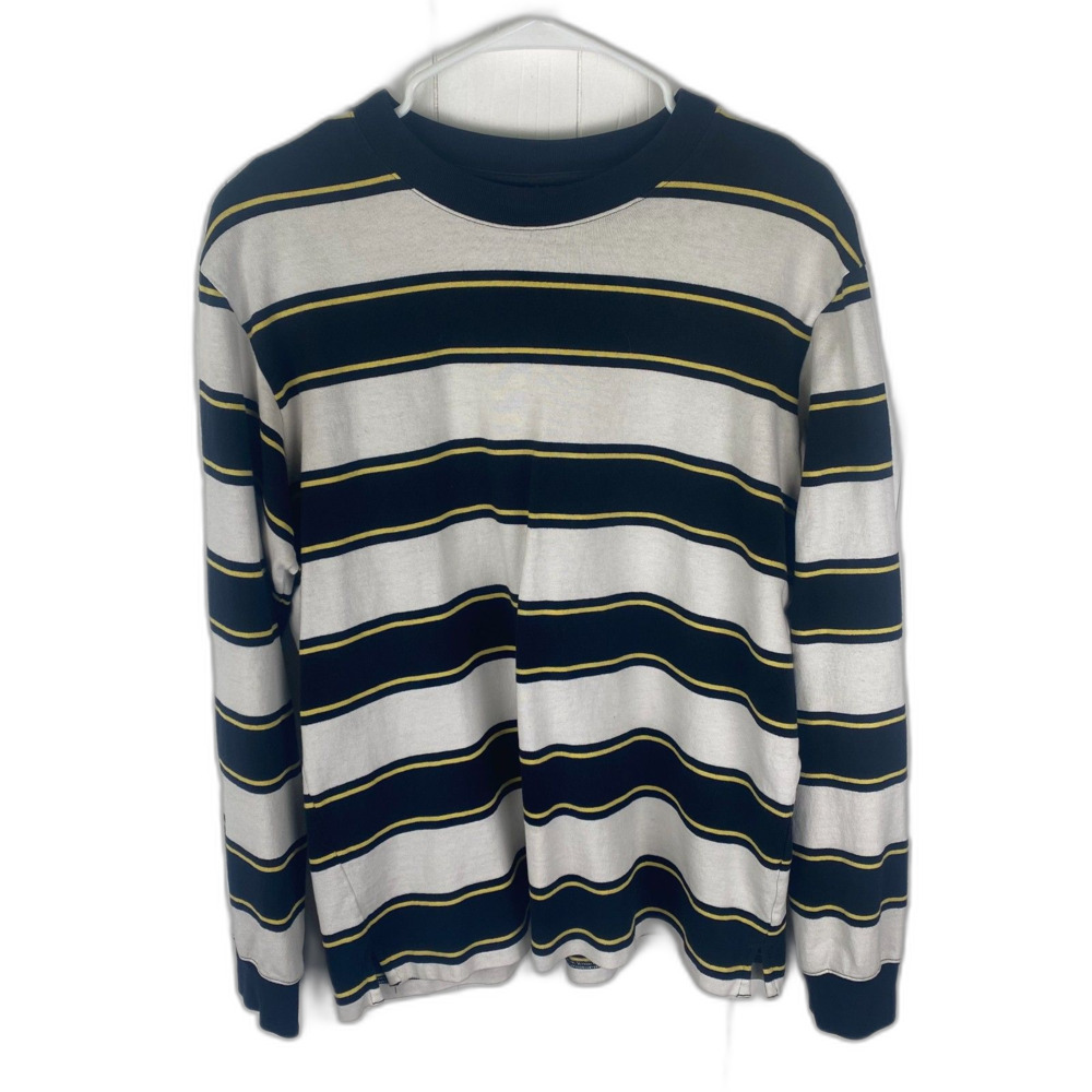 Uniqlo Striped Long Sleeve T-shirt Men's Size Large in Black White and Yellow